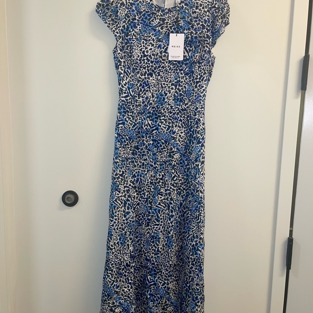 NWT Reiss Blue and White Midi Dress - Picture 10 of 11